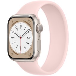Ceas Smartwatch Apple Watch Series 8, GPS, 45mm Starlight Aluminium Case, Chalk Pink Solo Loop