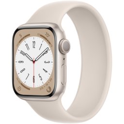 Ceas Smartwatch Apple Watch Series 8, GPS, 45mm Starlight Aluminium Case, Starlight Solo Loop