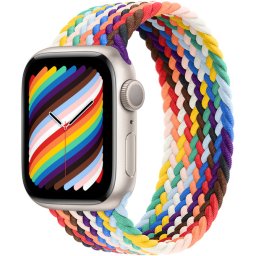 Ceas Smartwatch Apple Watch Series 8, GPS, 41mm Starlight Aluminium Case, Pride Edition Braided Solo Loop