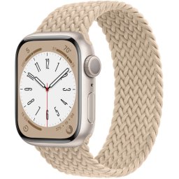 Ceas Smartwatch Apple Watch Series 8, GPS + Cellular, 45mm Starlight Aluminium Case, Beige Braided Solo Loop