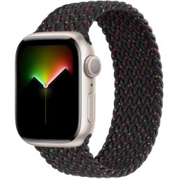 Ceas Smartwatch Apple Watch Series 8, GPS + Cellular, 45mm Starlight Aluminium Case, Black Unity Braided Solo Loop