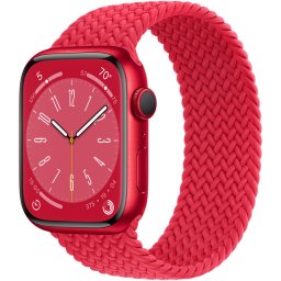Ceas Smartwatch Apple Watch Series 8, GPS + Cellular, 45mm Red Aluminium Case, Red Braided Solo Loop