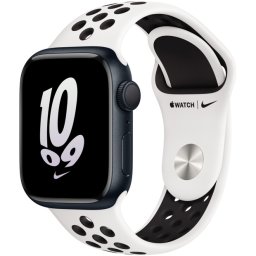 Ceas Smartwatch Apple Watch Series 8, GPS + Cellular, 41mm Midnight Aluminium Case, Summit White/Black Nike Sport Band