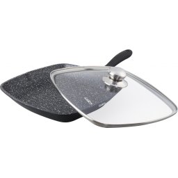 Tigaie grill aluminiu Heinner HR-SCO-A0928A, 28 x 4.5 cm, Negru