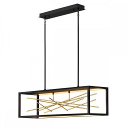 Lustră Styx QN-STYX-LED-ISLE-BG, 55W LED, H:min 46,4 cm - max 122,6 cm, L:113 cm, metal negru, auriu