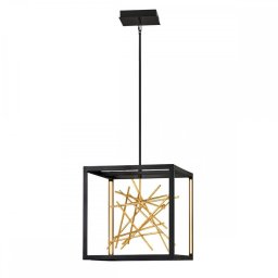 Lustră Styx QN-STYX-LED-P-BG, 48W LED, H:min 66,9 cm - max 143,1 cm, L:51 cm, metal negru, auriu