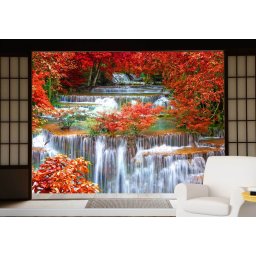 Fototapet vinyl cu efect 3D Usa Shoji - Cascada in Thailanda - 360x240 cm