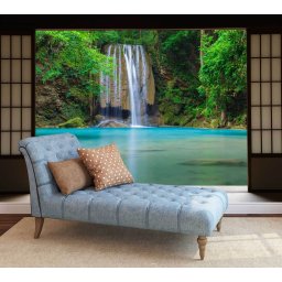 Fototapet vinyl cu efect 3D Usa Shoji - Cascada orientala - 360x240 cm