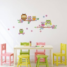 Sticker Owl Flowers Trees