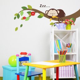 Sticker Sleeping Monkey and Tree Branch