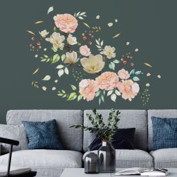 Sticker White Magnolia With Pink Watercolour Flowers