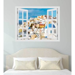 Fereastra cu efect 3D - Santorini, Grecia - 119x93 cm