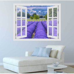 Fereastra cu efect 3D - Camp de Lavanda in Provence - 119x93 cm