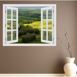 Fereastra cu efect 3D - Coline din Toscana, Italia - 119x93 cm