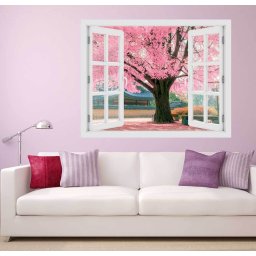Fereastra cu efect 3D - Pink tree - 119x93 cm