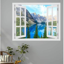 Fereastra cu efect 3D - Lacul Moraine, Canada - 119x93 cm