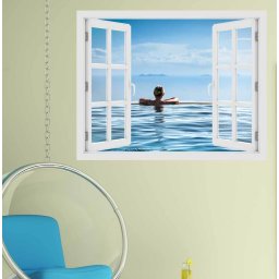 Fereastra cu efect 3D - Relaxare in piscina - 119x93 cm