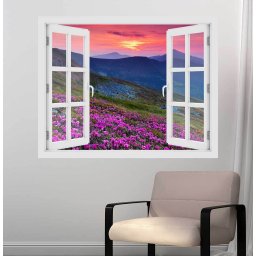Fereastra cu efect 3D - Covoras de rododendron - 119x93 cm