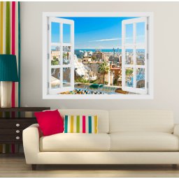 Fereastra cu efect 3D - Parcul Guell din Barcelona - 119x93 cm