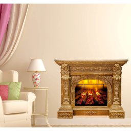 Autocolant decorativ cu efect 3D - Semineu - 119x93 cm