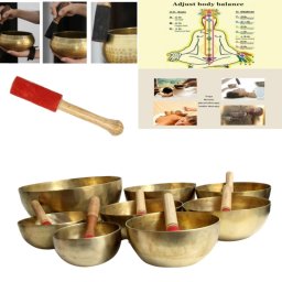 Bol Muzical Tibetan din 7 Metale cu Bat - 13-33 x 13-33 x 7-13 cm -1 Buc