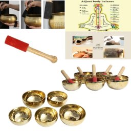 Bol Muzical Tibetan Manuale din 7 Metale cu Bat - 12-15 x 12-15 x 7-8 cm -1 Buc