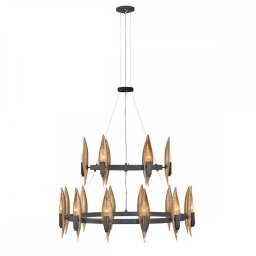 Candelabru Willow QN-WILLOW18-CBK, 18x40W E14, H:min 87,5 cm - max 354 cm, D:91,4 cm, metal negru, auriu