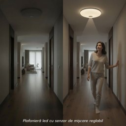 Plafoniera Led cu Senzor de Miscare 12W=75W reglabil, Ø270, 4000K, lumina neutra