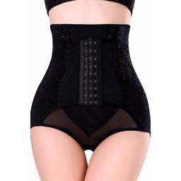 Chilot modelator cu talie inalta si corset, prindere mos si baba, dantela, Shapella, Black
