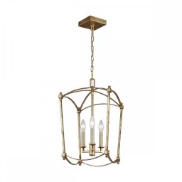 Lustra Thayer QN-THAYER-3P-ADB, 3x40W E14, H:min 61,2 cm - max 217 cm, L:30,5 cm, metal auriu