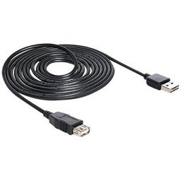 DeLOCK EASY USB2.0 A Plug/Socket - black 5m