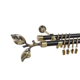 Galerie dubla duo GALAZ 19/19 mm negru aur antic