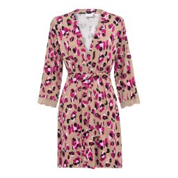 LASCANA Halat pentru dimineață 'Lovly Nights' nisipiu / roz / fucsia / negru