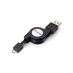 Equip micro USB 2.0 cable AM -> MBM5P 1m black, retractable