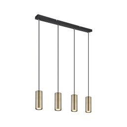 Lustră pe cablu ROBBY 4xGU10/35W/230V neagră/alamă Globo 57911-4HM