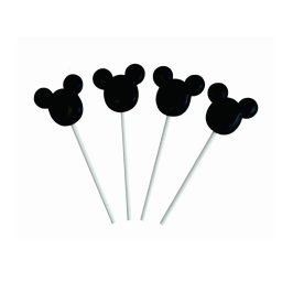 Set 4 decoratiuni tort briosa cap soricel negru 4 cm