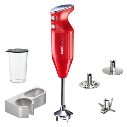 Mixer Bamix Mono 200W, Motor profesional, Vas 600ml, Suport perete, 3 lame, Rosu