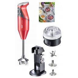 BAMIX Simply Healthy 200W, 2 Viteze, Motor profesional, 3 Lame, Procesor, Rosu