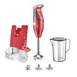 BAMIX Swissline 200W, 2 Viteze, Motor profesional, 3 Lame, Vas 1 l, Procesor, Rosu