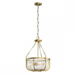 Lustră Roux QN-ROUX3-NBR, 3x60W E27, H:min 50,2 cm - max 154,4 cm, D:40,6 cm, metal alamă, sticlă transparentă