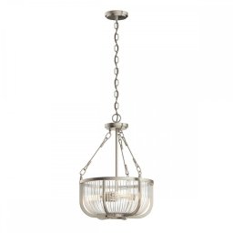 Lustră Roux QN-ROUX3-BN, 3x60W E27, H:min 50,2 cm - max 154,4 cm, D:40,6 cm, metal nichel, sticlă transparentă
