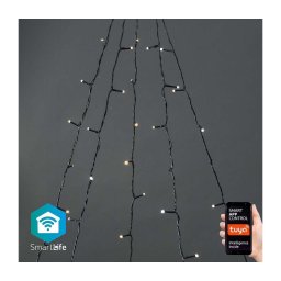 Nedis WIFILXT12W200 - Perdea LED de Crăciun, 200 LED / 8 funcții, 5 x 4 m, IP65, Wi‑Fi compatibil Tuya