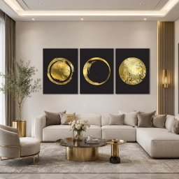 Set 3 Tablouri Golden circular symbols