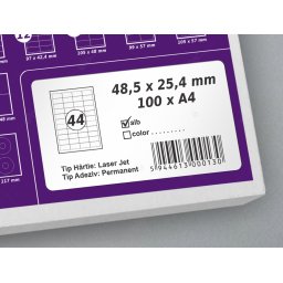 Etichete autoadezive A4, 48.5 x 25.4 mm, 44 etichete coala A4
