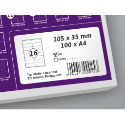 Etichete autoadezive A4, 105 x 35 mm, 16 etichete coala A4