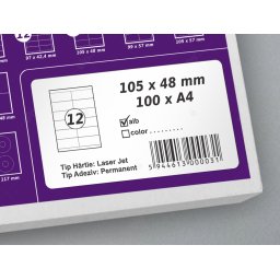 Etichete autoadezive A4, 105 x 48 mm, 12 etichete coala A4