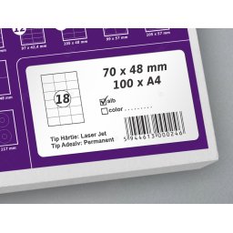Etichete autoadezive A4, 70 x 48 mm, 18 etichete coala A4