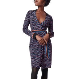 DIANE VON FURSTENBERG Rochie Dvf Charissa Wrap Dress DVFDR3Q007ZZSBL B2406 zig zag small sea blue