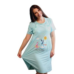 Camasa de alaptare, Love me Baby, Turquoise, maneca scurta