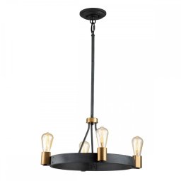 Lustră Silas QN-SILAS-4P-DZ, 4x60W E27, H:min 41,3 cm - max 117,5 cm, D:54,9 cm, metal zinc antichizat, alamă